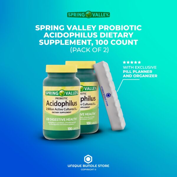 Paquete dos Spring Valley Acidophilus tabletas probiótico con organizador