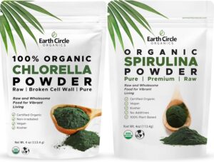 Version 1.0.0 Paquete Earth Circle Organics Spirulina y Chlorella polvo orgánico