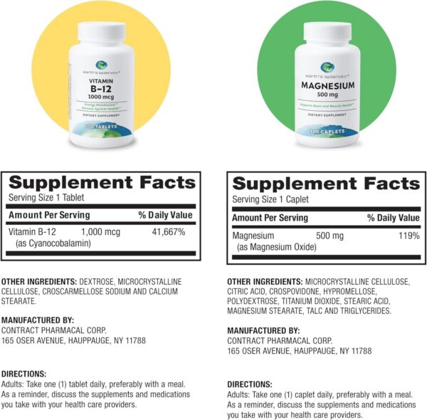 paquete Earth's Splendor vitaminas b12 y magnesio