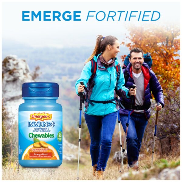 Paquete Emergen-C Immune+ vitamina C masticables sabor naranja