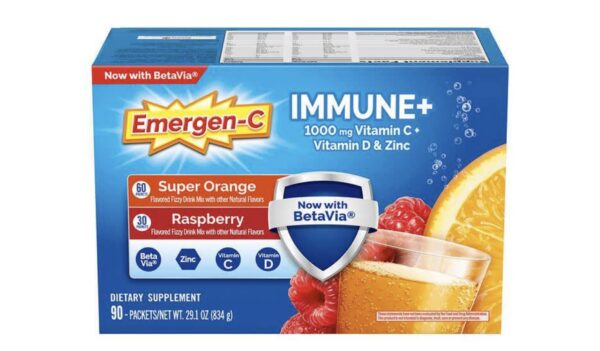 Paquete Emergen-C vitamina c vitamina d zinc 90 unidades