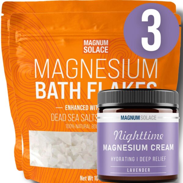 Paquete de escamas de magnesio y crema de magnesio