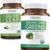 Paquete extracto hoja de olivo y supergreens orgánicos Healths Harmony