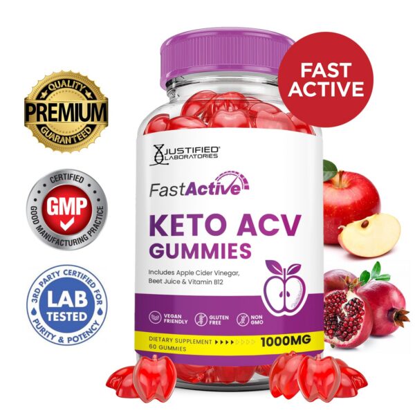 Paquete Fast Active gomitas Keto ACV sin gluten y sin gelatina