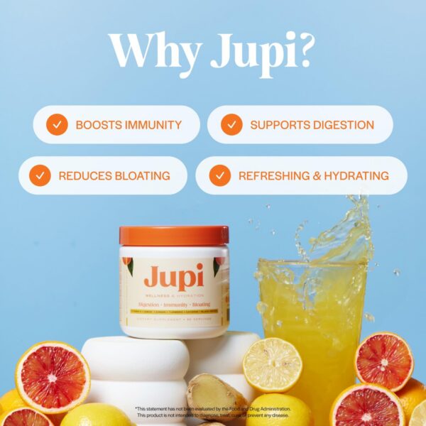 Version 1.0.0 Paquete y frasco polvo mezcla cítrico vegano Jupi 30 dosis