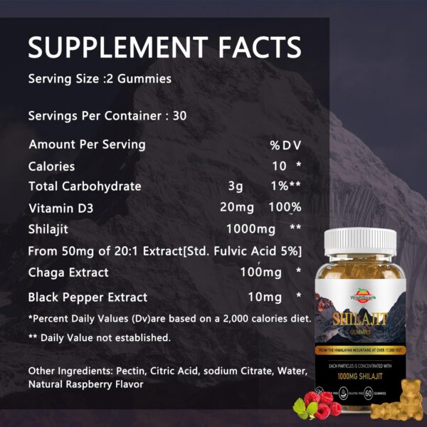 Paquete frontal gomitas Shilajit WISHSPARK 60 unidades