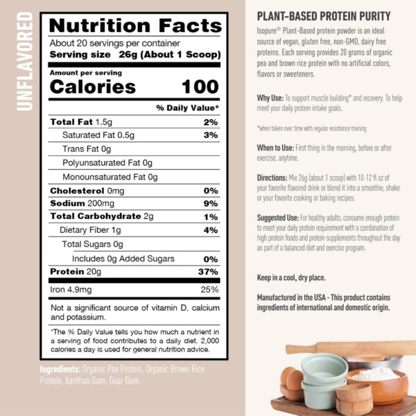Paquete frontal polvo proteína vegetal Isopure libre de lactosa