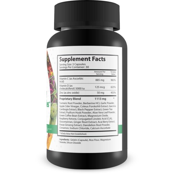 Paquete frontal Pro Flat Belly Shake cápsulas para salud digestiva