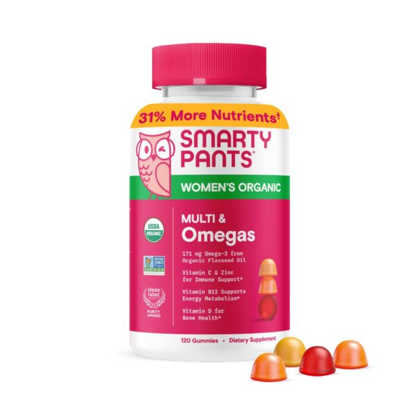 Paquete frontal SmartyPants gomitas orgánicas multivitamínicas para mujeres