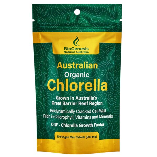 Version 1.0.0 Paquete frontal tabletas mini orgánicas de chlorella BioGenesis