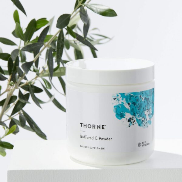 Paquete frontal THORNE polvo vitamina C amortiguada 8.32 oz
