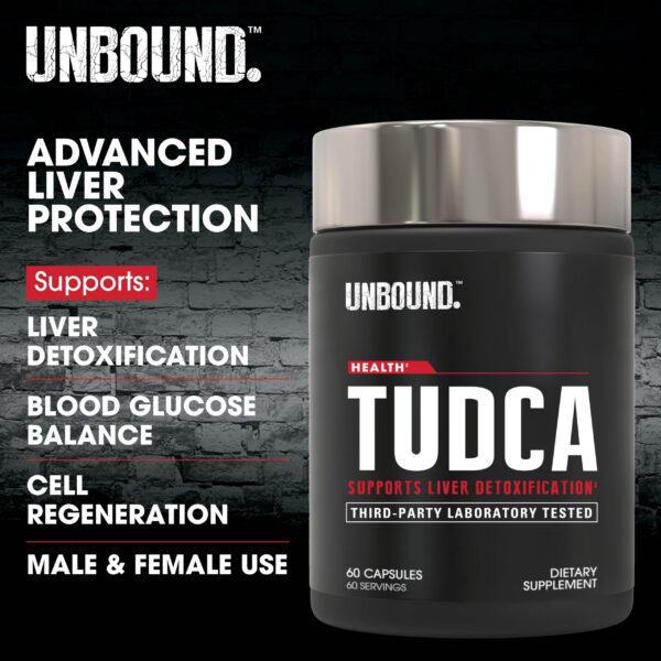 Paquete frontal Unbound Tudca NutraBio 60 cápsulas
