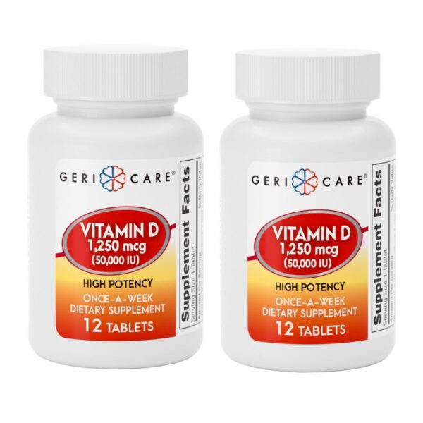 Paquete GeriCare vitamina D alta potencia 50,000 IU 12 tabletas