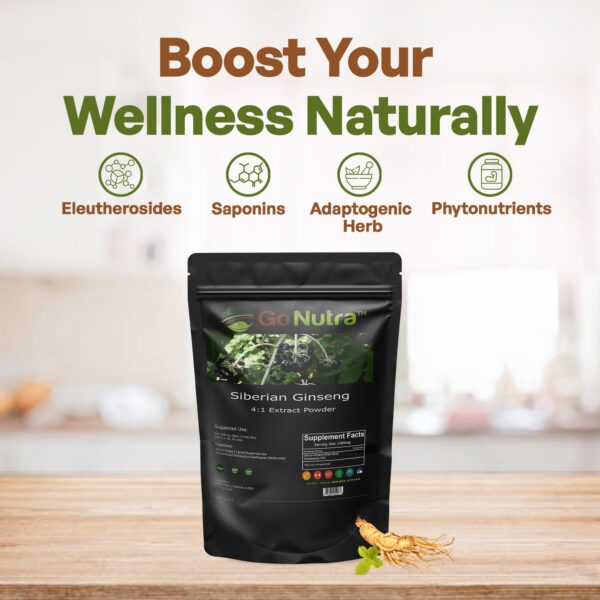 Paquete Go Nutra ginseng siberiano en polvo 16 oz sin aditivos