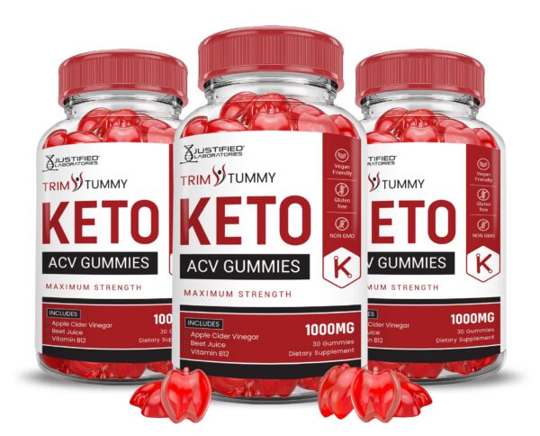 Paquete de gominolas Trim Tummy Keto ACV 1000mg bote triple