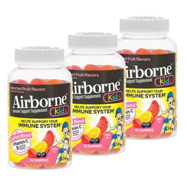 Version 1.0.0 Paquete gomitas Airborne niños vitamina c sabores fruta paquete de 3