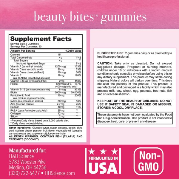 Paquete de gomitas Beauty Bites con biotina y colágeno