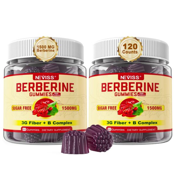 Paquete gomitas suplemento Berberina 1500mg NEVISS 120 unidades