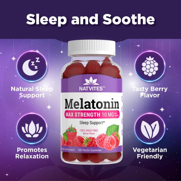 Paquete gomitas melatonina máxima potencia Natvites 180 gummies