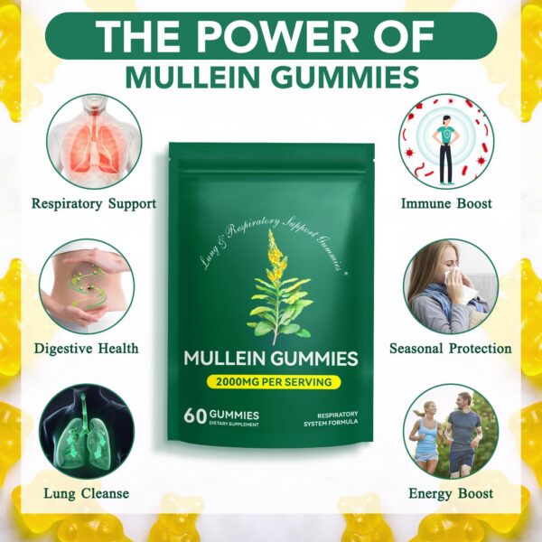 Paquete de gomitas mullein para salud respiratoria