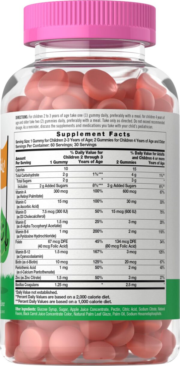 Version 1.0.0 Paquete de gomitas multivitaminas infantiles Carlyle 60 unidades