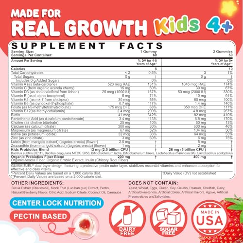 Paquete gomitas multivitamínicas con calcio y probióticos