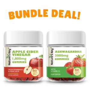 Paquete gomitas Nature's Key ACV y Ashwagandha combo salud