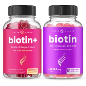Paquete gomitas NutraChamps Biotina+ y Biotina para belleza