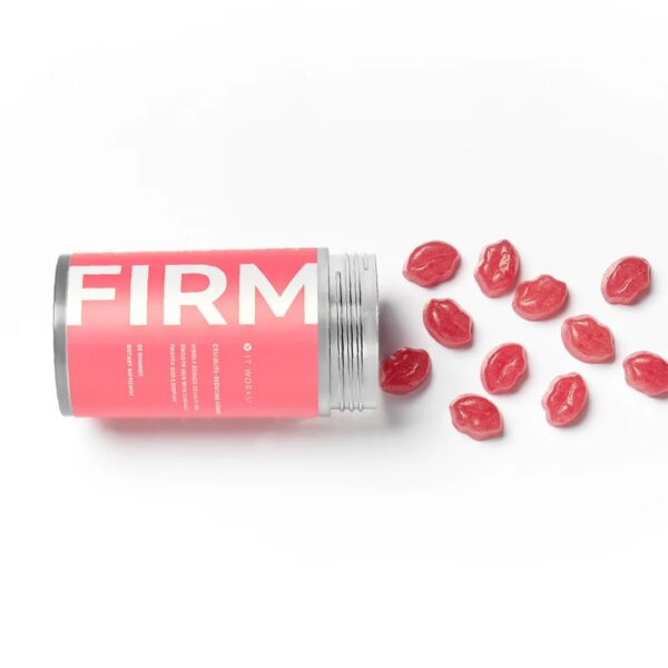 Paquete de gomitas reafirmantes It Works con ingredientes