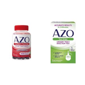 paquete gomitas salud urinaria y tiras prueba AZO