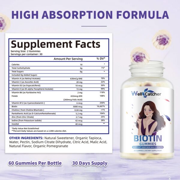 Paquete gomitas veganas para uñas y cabello Wellcatcher