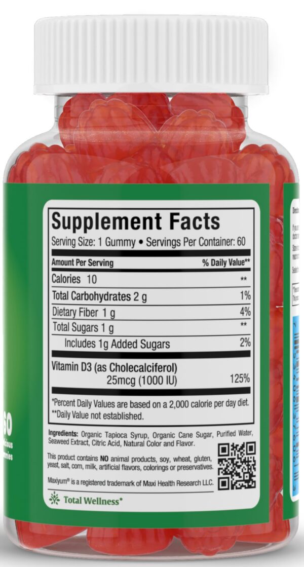 Paquete gomitas vegetarianas logo maxi health