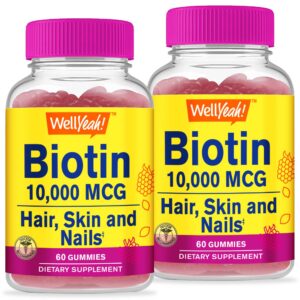 Version 1.0.0 Paquete de gomitas WellYeah Biotina alta potencia 10000 mcg sabor frambuesa