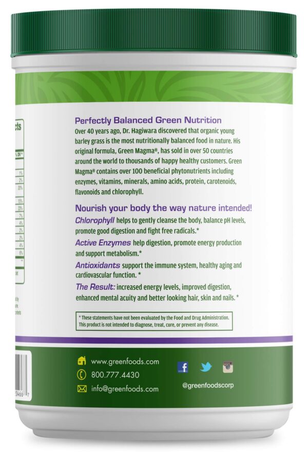 Paquete Green Magma 10.6 oz Green Foods suplemento polvo orgánico