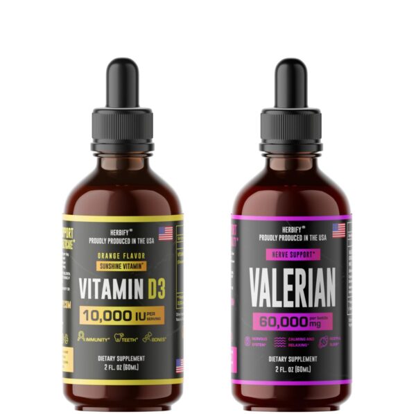 Paquete HERBIFY vitamina D3 y extracto raíz de valeriana para huesos