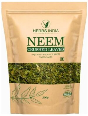 Paquete de hojas trituradas de neem HerbsIndia 300 gramos