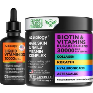 Paquete IQ BIOLOGY biotina y vitamina D3 para cabello y piel
