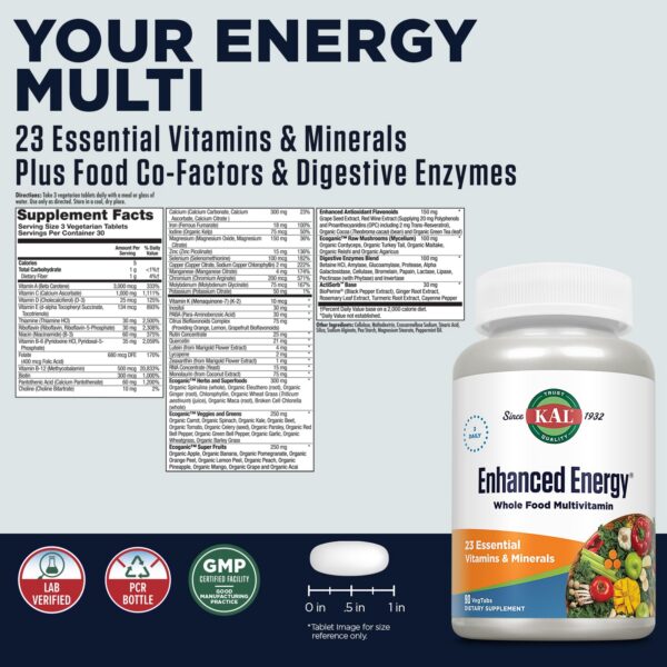 Version 1.0.0 Paquete KAL Energía Mejorada 90 tabletas para cuerpo y mente