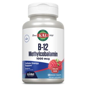 Paquete KAL Vitamina B12 metilcobalamina 120 micro tabletas