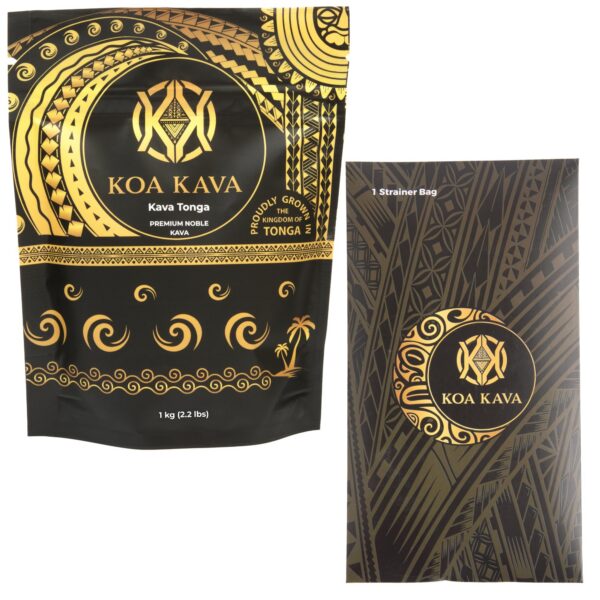Paquete de Kava Tonga con filtro incluido.