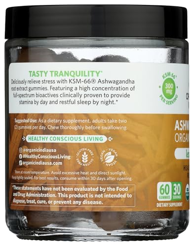 Paquete lateral gomitas Ashwagandha Organic India