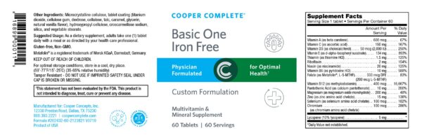 Paquete lateral multivitamínico Cooper básico sin hierro