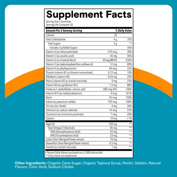 Paquete lateral SmartyPants gomitas multivitaminas para adolescentes chicos