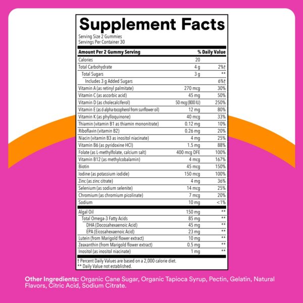 Version 1.0.0 Paquete lateral Smartypants gomitas multivitaminas chicas adolescentes