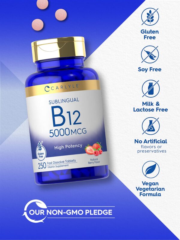Paquete lateral vitamina b12 Carlyle suplemento saludable