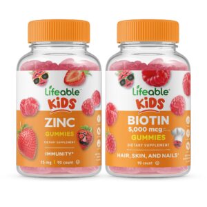 Paquete Lifeable gomitas zinc y biotina para niños y adultos