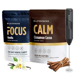 Paquete Lifestacks Focus Calm con batidor para bienestar día y noche