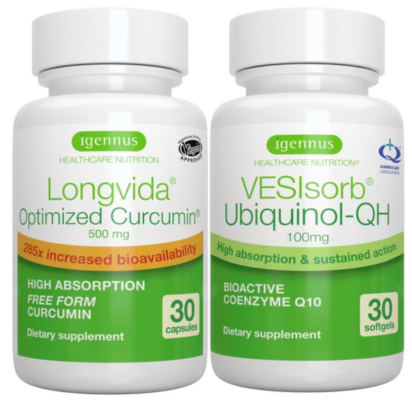 paquete longvida curcumina 500mg vesisorb ubiquinol igennus