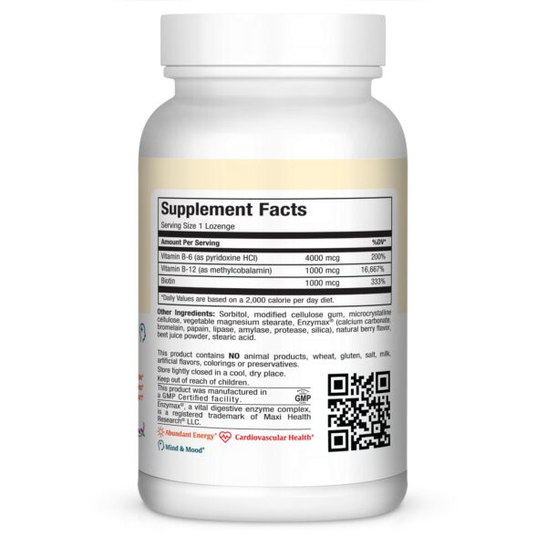 Paquete Maxi Health Triple B Lozenges vitamina B12 B6 biotina