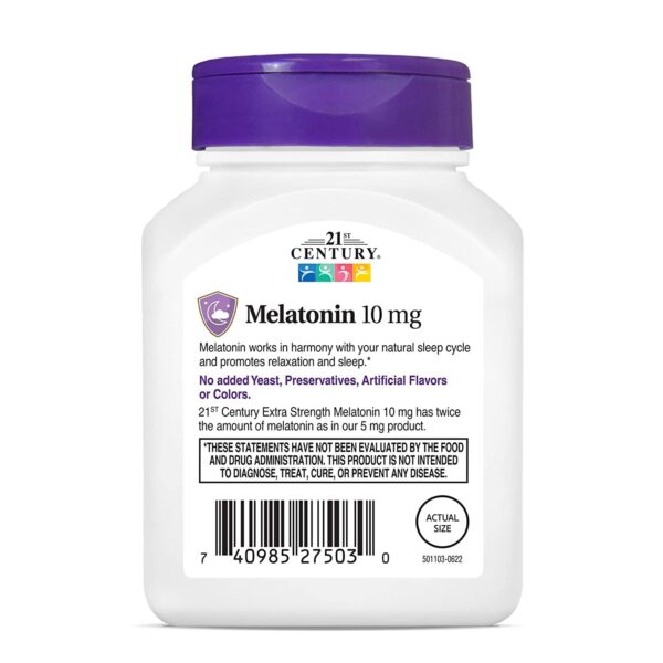 Paquete melatonina 21st Century con instrucciones y beneficios